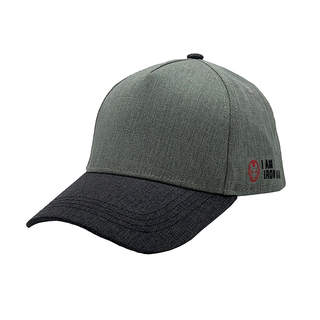 Army Green Black Two-Tone Textured Cotton 6 Panel Structured Baseball Cap