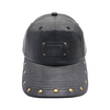 Structured Baseball Cap With Embossed Leather Patch & Rivet Decor