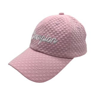 Pink Waffle Textured 6 Panel Baseball Cap With Silver Champion Embroidery