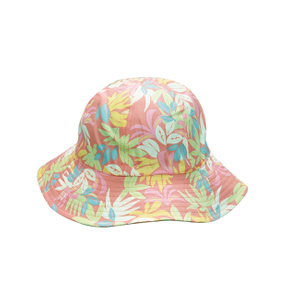 Pink Tropical Leaf Print Bucket Hat