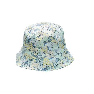 Mint Green Floral Print Cotton Bucket Hat