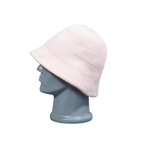 Light Pink Ribbed Knit Bucket Winter Hat