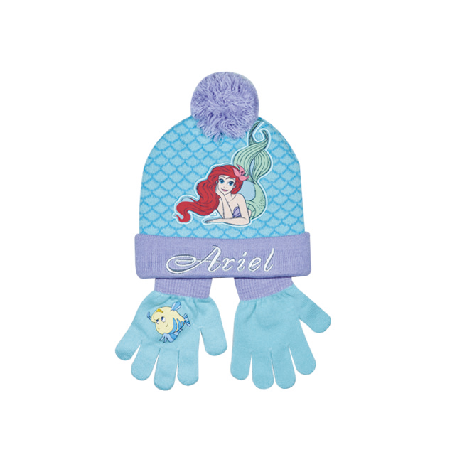 Kids Disney Stitch Pink Knit Beanie & Gloves Winter Set