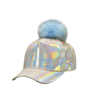Kids Disney Frozen Elsa Holographic Pom Pom Baseball Cap