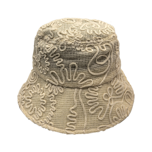 Mesh Cotton Bucket Hat With All Over 3D Cord Embroidery