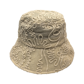 Mesh Cotton Bucket Hat With All Over 3D Cord Embroidery