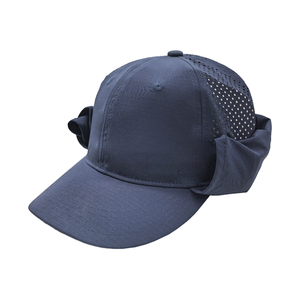 Outdoor Quick Dry Baseball Cap With Laser Perforated Mesh & Foldable Ear Flaps
