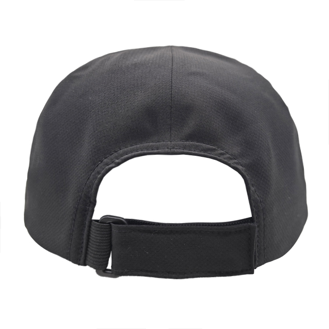 Solid Black Blank Fine Mesh Quick Dry 5 Panel Running Sports Cap