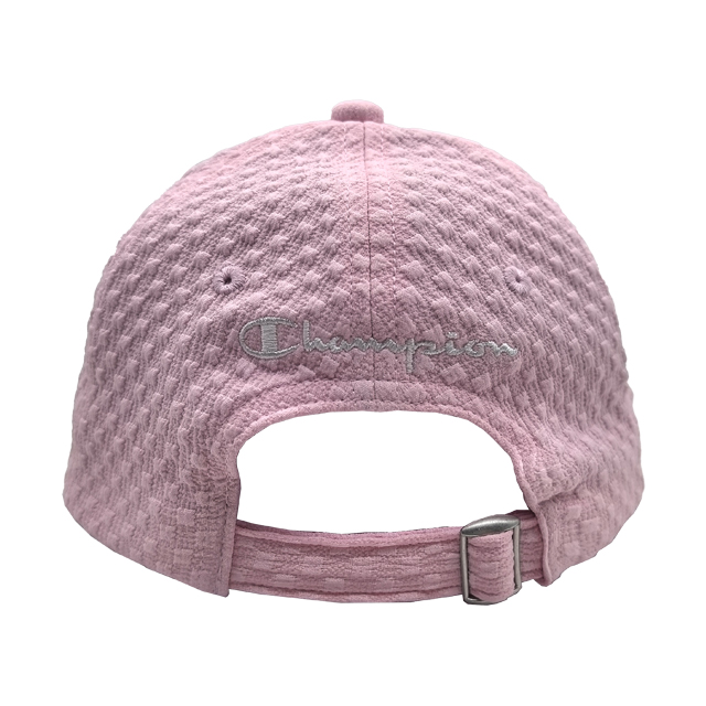 Pink Waffle Textured 6 Panel Baseball Cap With Silver Champion Embroidery