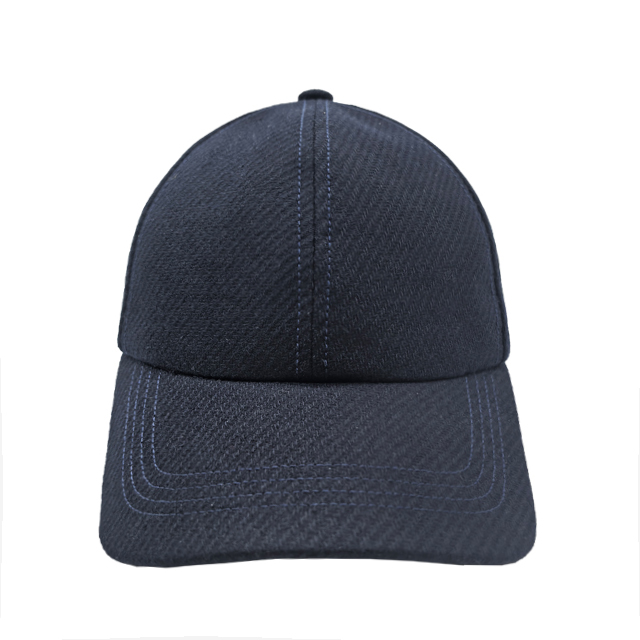 Dark Navy Twill Wool Blend 6 Panel Casual Dad Baseball Cap
