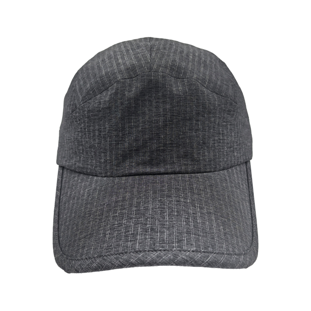 Dark Gray Fine Vertical Stripe Quick-Dry 5-Panel Sports Cap