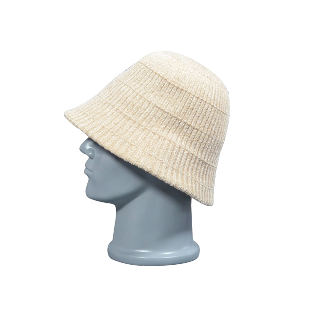 Light Pink Ribbed Knit Bucket Winter Hat