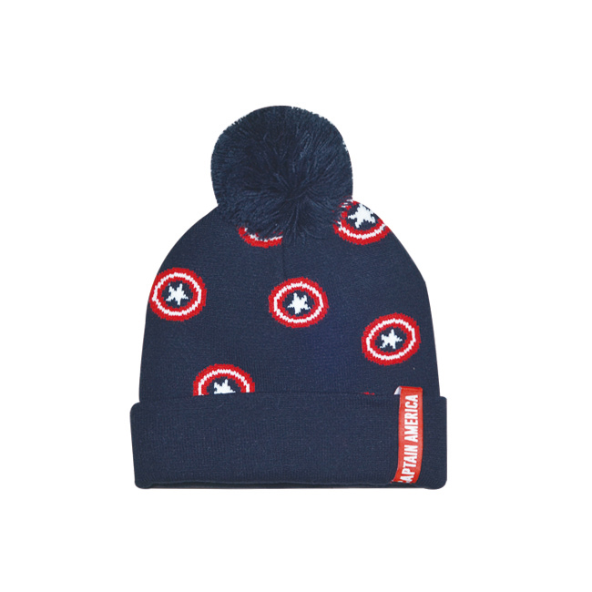 Kids Marvel Superhero Icons Pom Pom Knit Beanie Hat