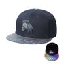 Custom 100% white brim hat metallic embroidery Flat Peak Cap