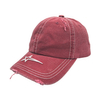 Washed Distressed Baseball Cap With White Star Outline Embroidery