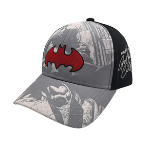 Kids Sublimation Print Baseball Cap With Red Bat Applique Embroidery