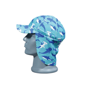 Shark Print Neck Flap Swim Hat