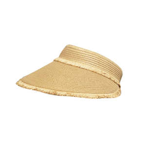 Frayed Trim Straw Wide Brim Outdoor Sun Visor