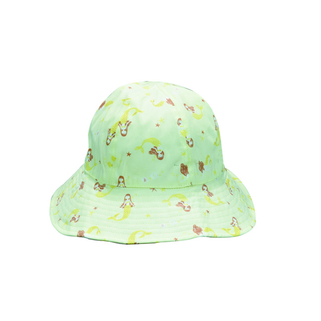 Mint Green Floral Print Cotton Bucket Hat