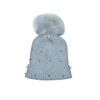 Dark Teal Gold Star & Dot Pom Pom Knit Winter Beanie Hat
