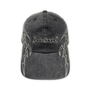 Acid Washed Distressed Cotton Dad Hat With Front Logo & Tribal Flame Side Embroidery