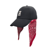 6-Panel Baseball Cap With 3D Puff Embroidery & Attached Paisley Bandana Tails
