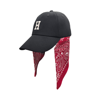 6-Panel Baseball Cap With 3D Puff Embroidery & Attached Paisley Bandana Tails