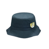 Cute Bear-Cat Embroidered Black Cotton Bucket Hat