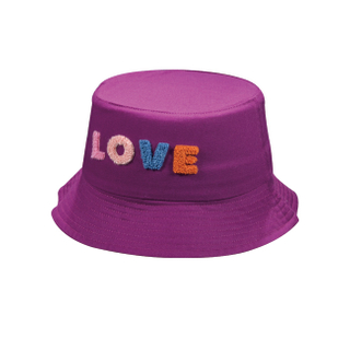 Purple "LOVE" Chenille Letter Bucket Hat