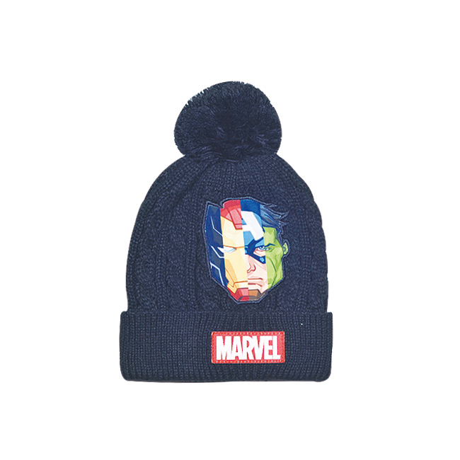 Kids Marvel Superhero Icons Pom Pom Knit Beanie Hat