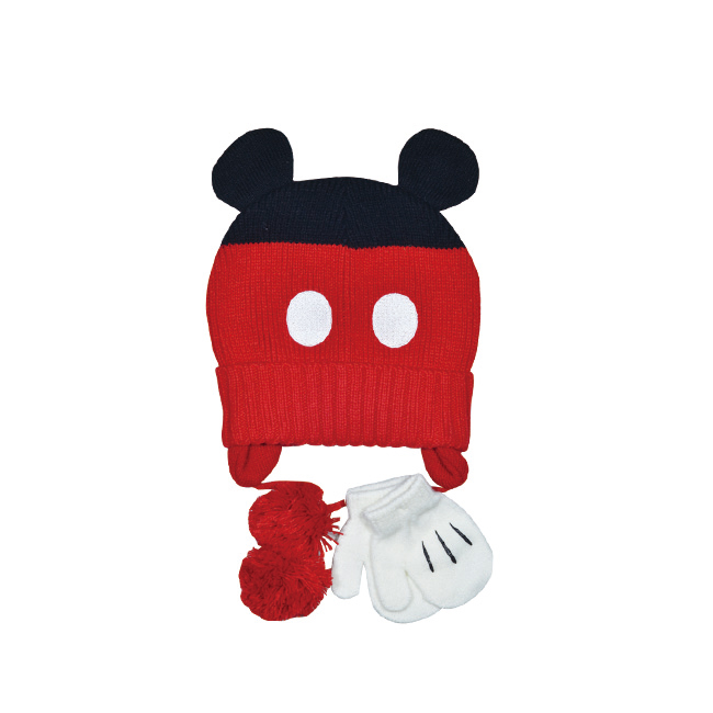 Kids Disney Stitch Pink Knit Beanie & Gloves Winter Set