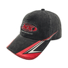Vintage Washed Racing Baseball Cap With Front Logo Embroidery & Brim Stripe Print
