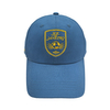 6 Panel Structured Cotton Twill Baseball Cap With Yellow Shield Soccer Embroidery
