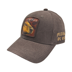 Washed Structured Baseball Cap With Capybara Printed Patch