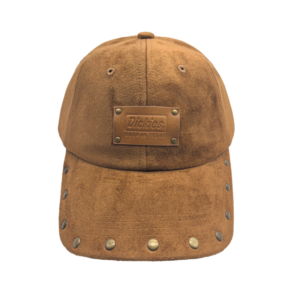 Structured Baseball Cap With Embossed Leather Patch & Rivet Decor