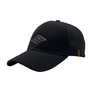 Black Split Rear Laser Perforated Quick Dry 6 Panel Sports Cap