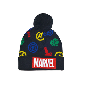 Kids Marvel Superhero Icons Pom Pom Knit Beanie Hat