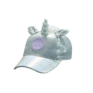 Kids Silver Sequin Unicorn Baseball Cap
