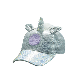 Kids Silver Sequin Unicorn Baseball Cap