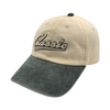 Two-Tone Contrast Washed Cotton Twill Baseball Cap With 3D Puff Classic Embroidery Logo