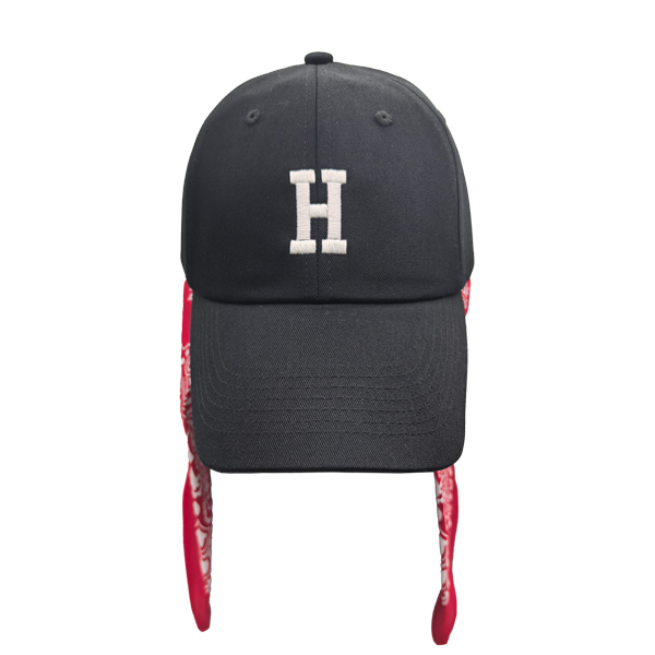 6-Panel Baseball Cap With 3D Puff Embroidery & Attached Paisley Bandana Tails
