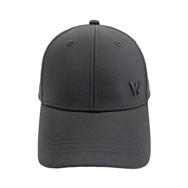 Solid Black Cotton Twill 6 Panel Dad Cap With Tone-On-Tone W Embroidery