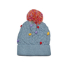 Dark Teal Gold Star & Dot Pom Pom Knit Winter Beanie Hat