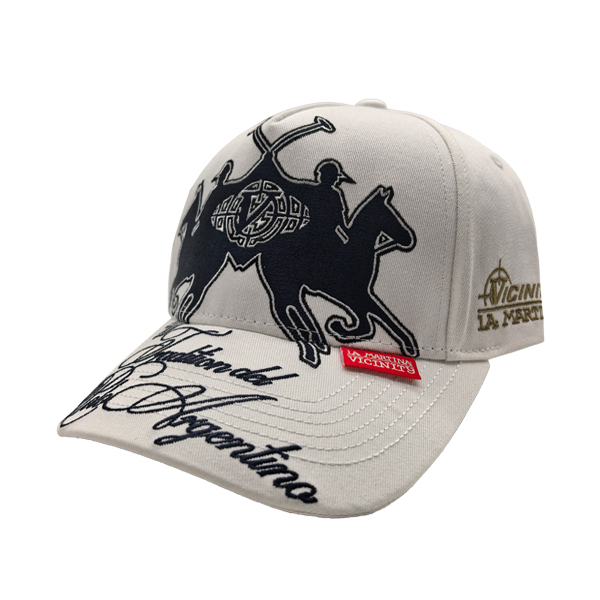 polo themed baseball cap, heavy multi‑color embroidery hat, black cotton twill casual cap
