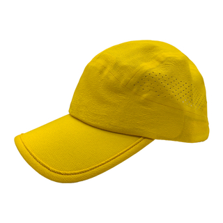 Bright Yellow Crinkle Wrinkle Quick Dry 5 Panel Lightweight Running Sports Cap