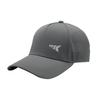Dark Grey Split Rear Laser Perforated Quick Dry 6 Panel Sports Cap With White Shark Embroidery Logo