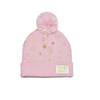 Dark Teal Gold Star & Dot Pom Pom Knit Winter Beanie Hat