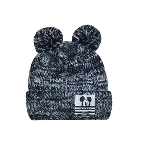 Kids Disney Mickey Mouse Knit Beanie Hat with Pom Pom Ears