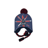 Kids Purple Bunny "HAPPY" Knit Winter Hat with Ear Flaps & Pom Poms
