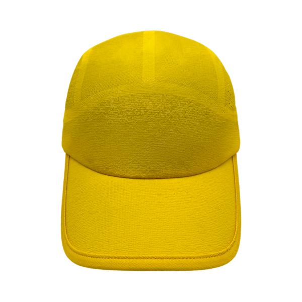 Bright Yellow Quick‑Dry Perforated Mesh 6‑Panel Blank Sport Baseball Cap